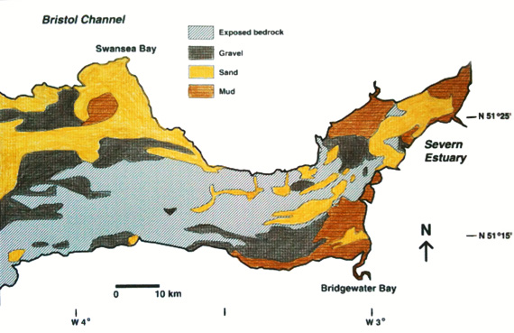 Severn estuary map showing sediment